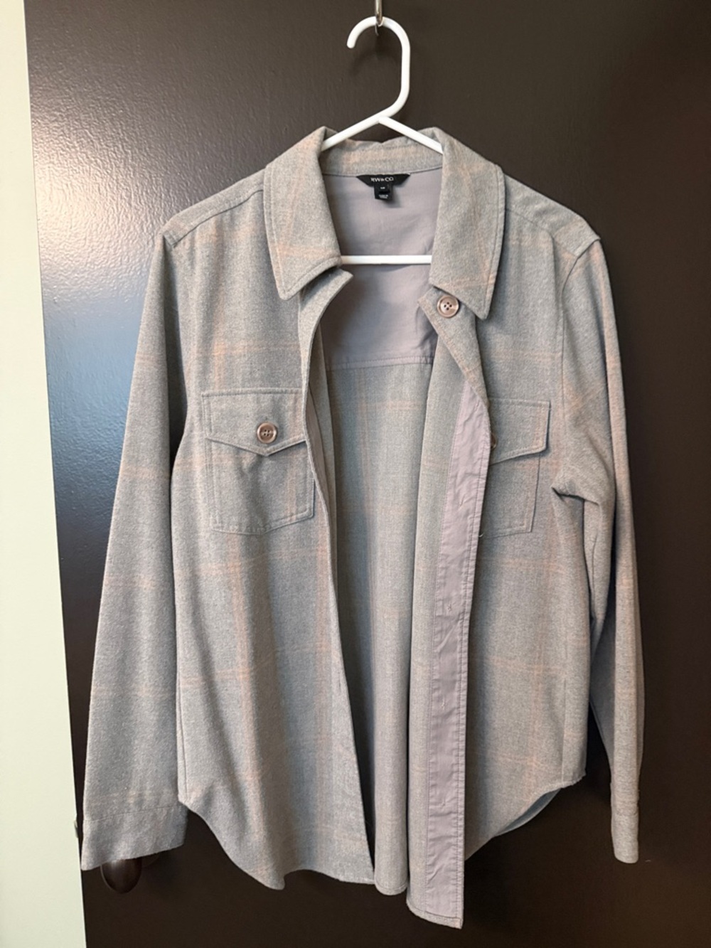 RW&CO Light Gray with pink stripe Button-Up Shacket